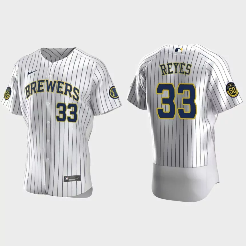Pablo Reyes Milwaukee Brewers Authentic Home Jersey – White