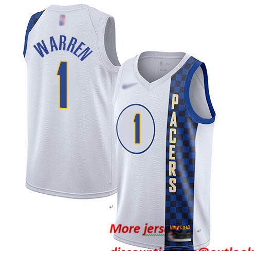 Pacers #1 T.J. Warren White Basketball Swingman City Edition 2019 20 Jersey