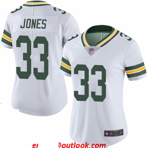Packers #33 Aaron Jones White Women's Stitched Football Vapor Untouchable Limited Jersey