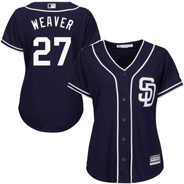Padres #27 Jered Weaver Navy Blue Alternate Women's Stitched MLB Jersey