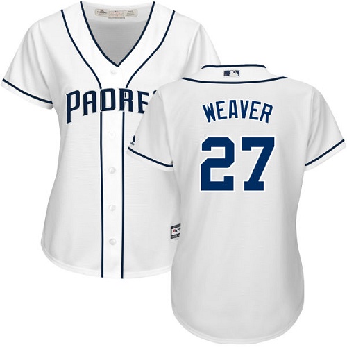 Padres #27 Jered Weaver White Home Women's Stitched MLB Jersey