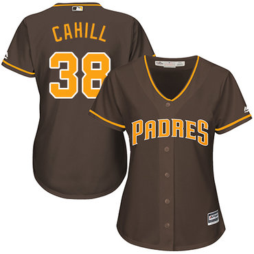 Padres #38 Trevor Cahill Brown Alternate Women's Stitched MLB Jersey