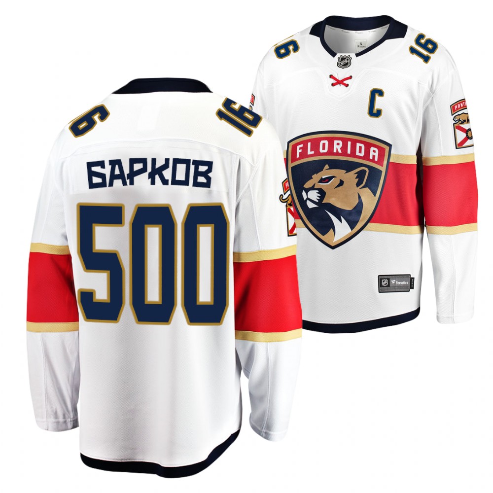 Panthers #16 aleksander barkov White 2021 Cyrillic Alphabet Jersey