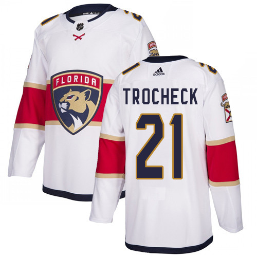 Panthers #21 Vincent Trocheck White Road Authentic Stitched Hockey Jersey