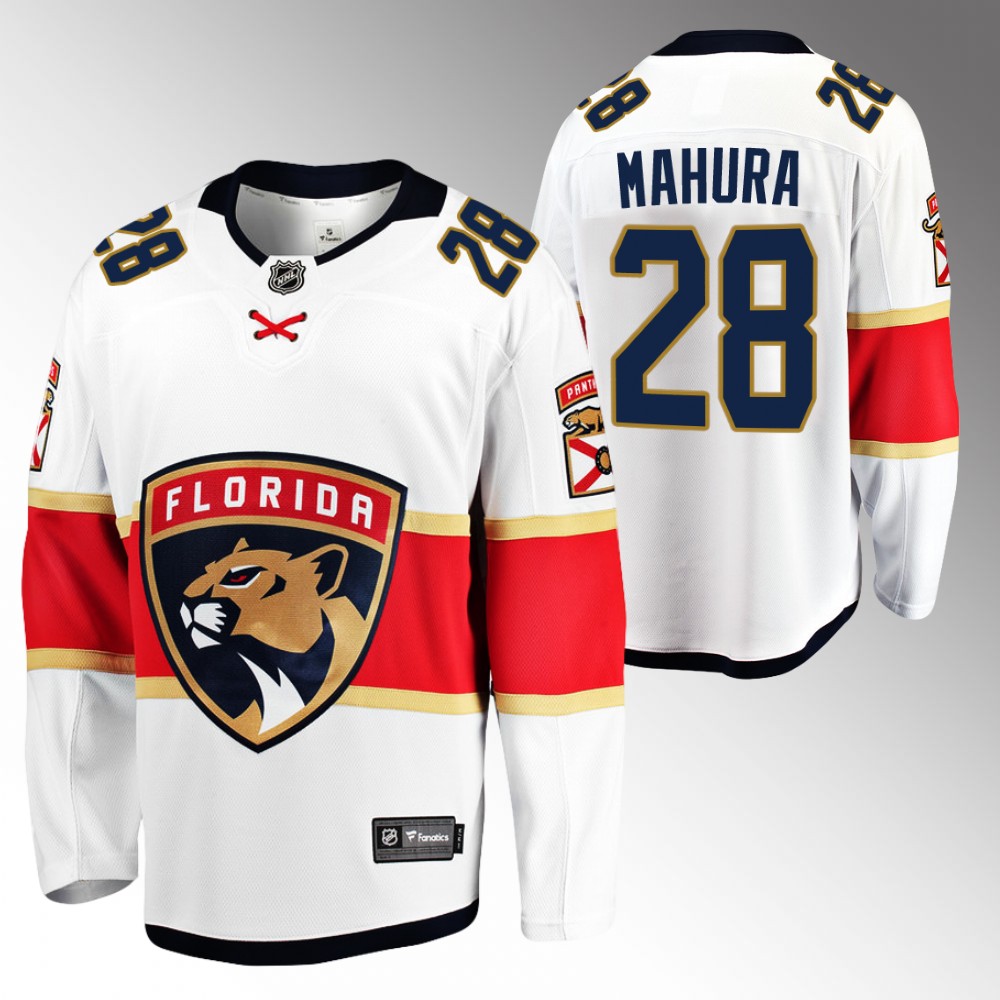 Panthers #28 Josh Mahura White Away Jersey