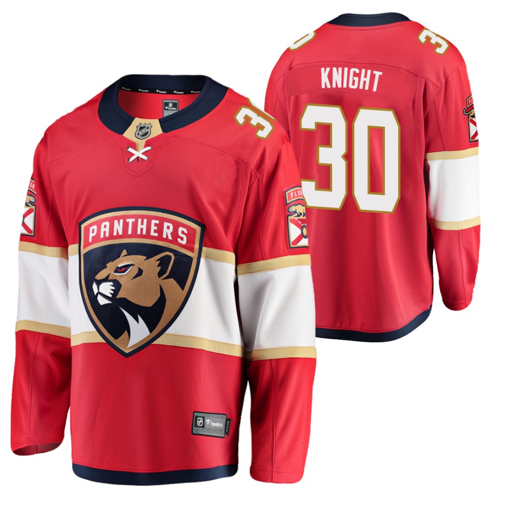 Panthers #30 Spencer Knight Red 2021 Home Jersey