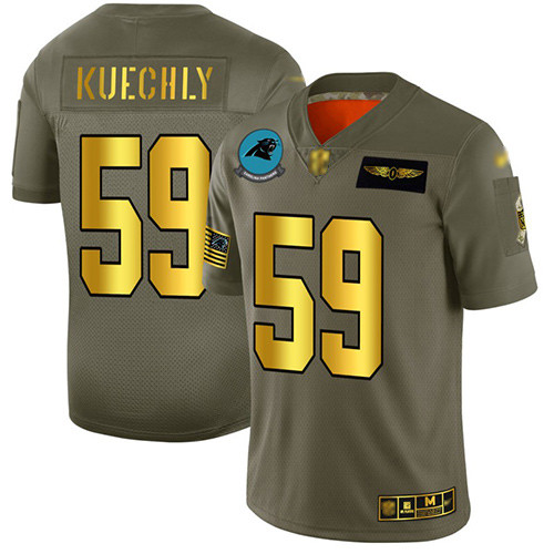 Panthers #59 Luke Kuechly Camo Gold Men's Stitched Football Limited 2019 Salute To Service Jersey