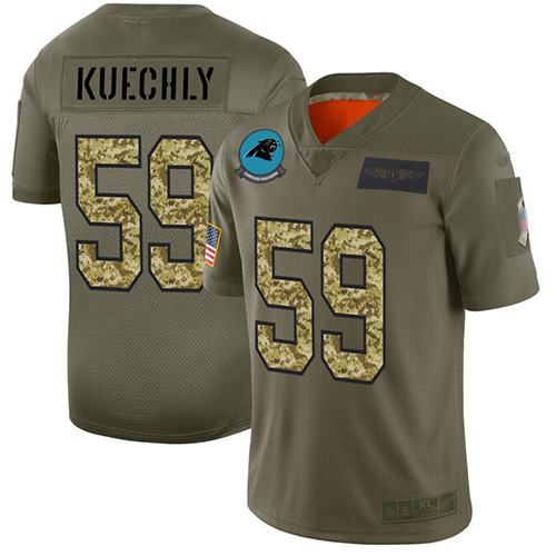 Panthers #59 Luke Kuechly Olive Camo Men's Stitched Football Limited 2019 Salute To Service Jersey