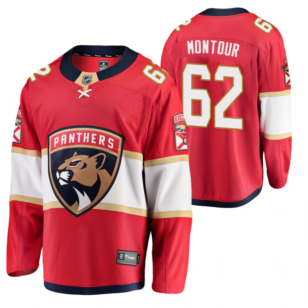 Panthers #62 Brandon Montour Red 2021 Home Jersey
