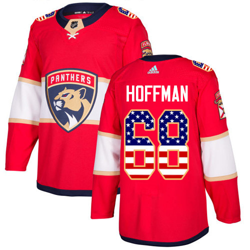 Panthers #68 Mike Hoffman Red Home Authentic USA Flag Stitched Hockey Jersey