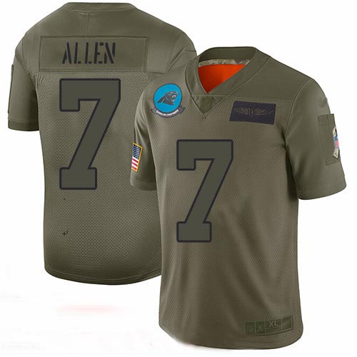 Panthers #7 Kyle Allen Camo Youth Stitched Football Limited 2019 Salute to Service Jersey