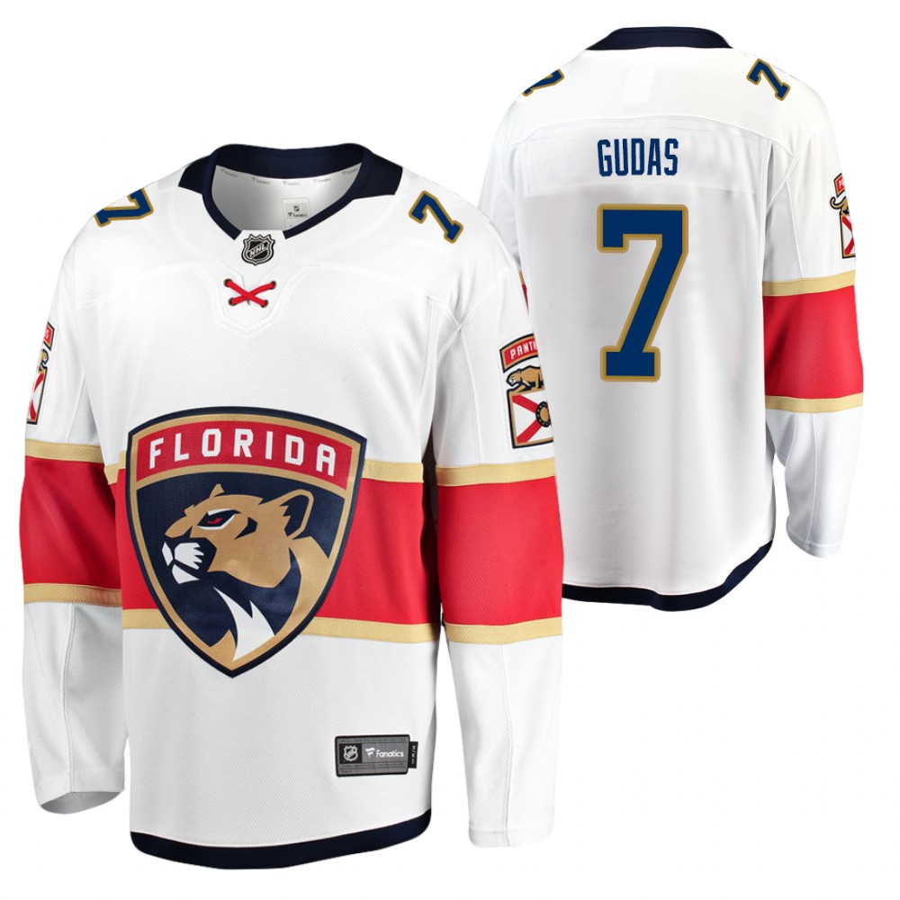 Panthers #7 Radko Gudas White 2020-21 Away Jersey