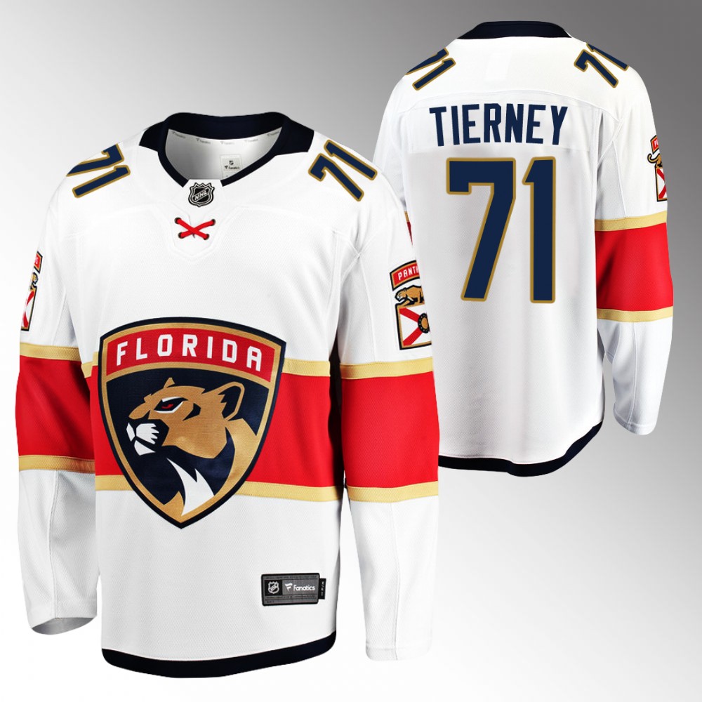 Panthers #71 Chris Tierney White 2022 Away Jersey