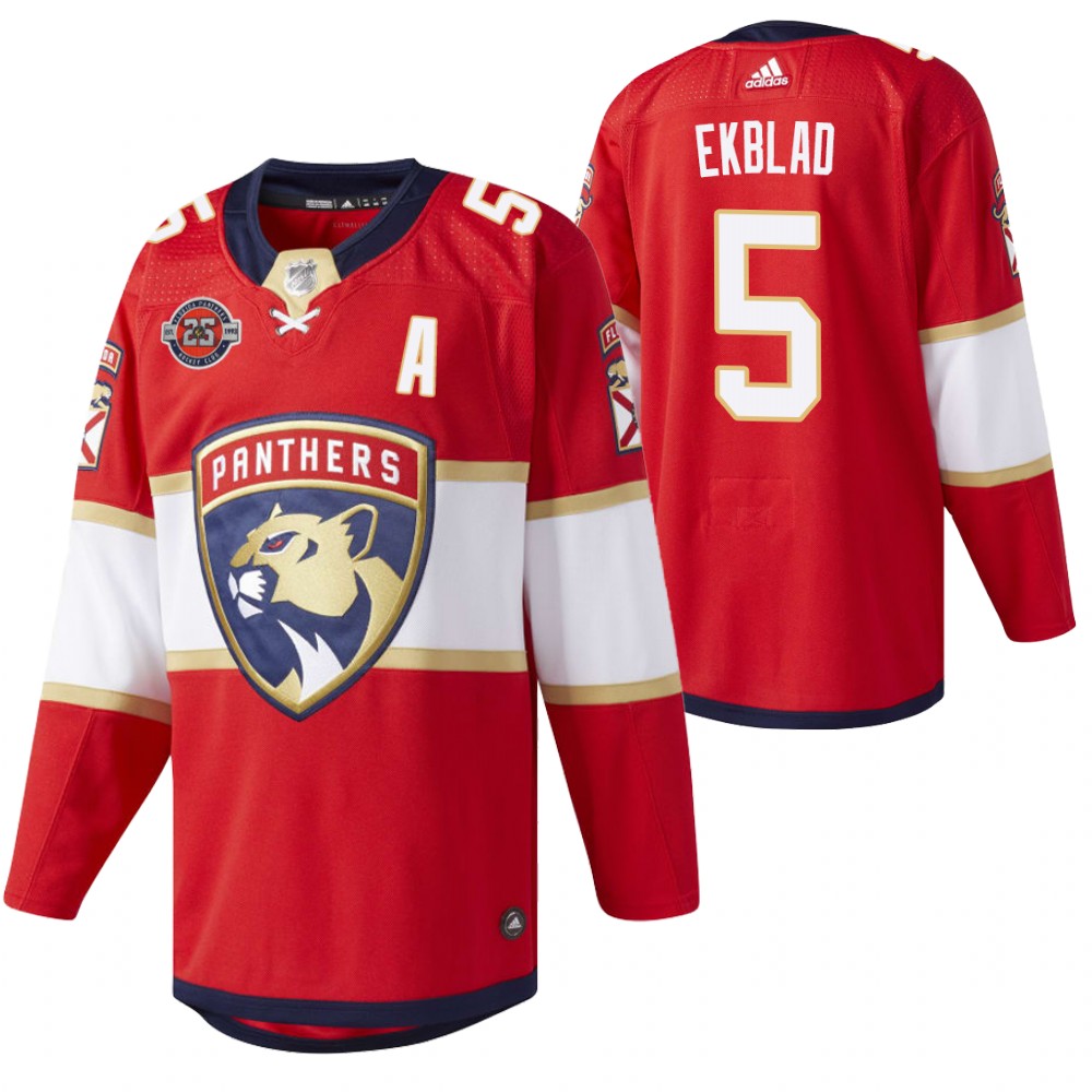 Panthers Aaron Ekblad Red 25th Anniversary Commemorative Men's Jersey