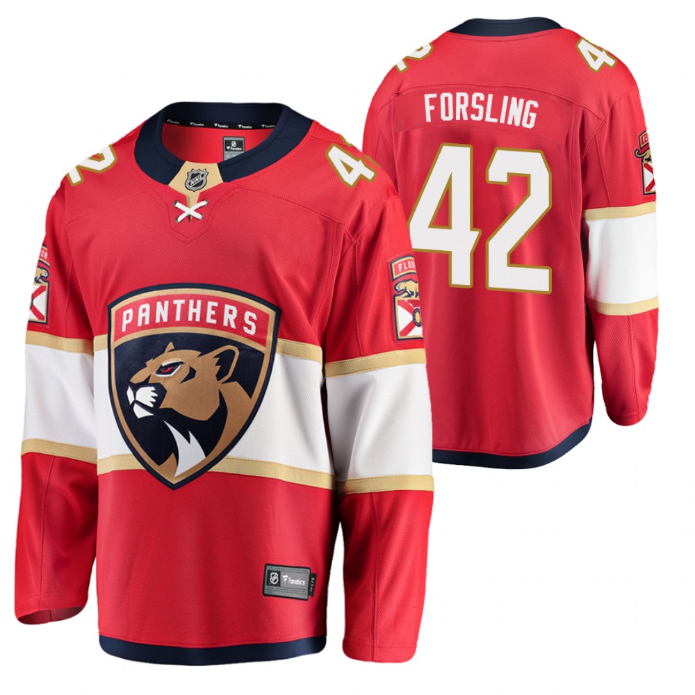 Panthers Gustav Forsling #42 Red Home 2020-21 Jersey