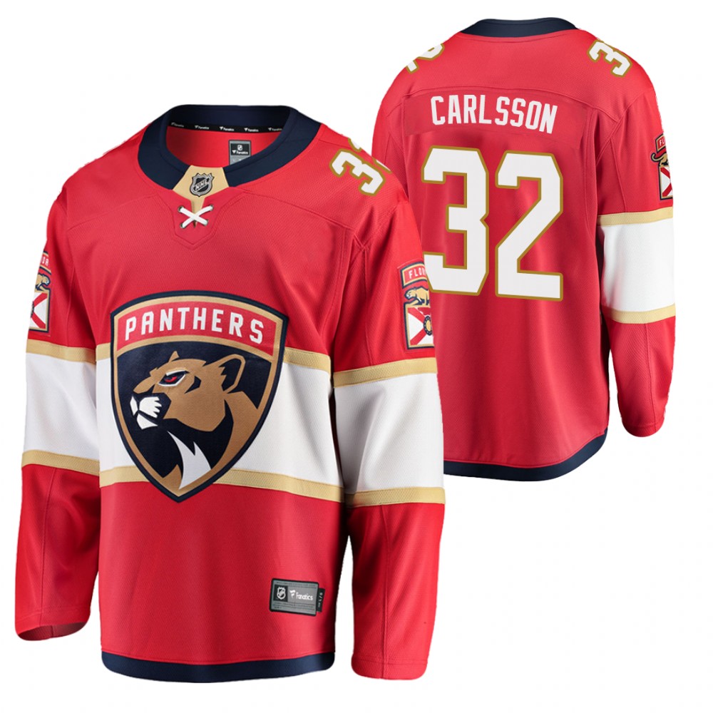 Panthers Lucas Carlsson #32 Red Home 2021 Jersey