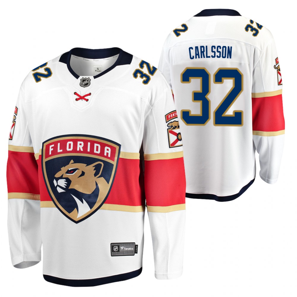 Panthers Lucas Carlsson #32 White Away 2021 Jersey