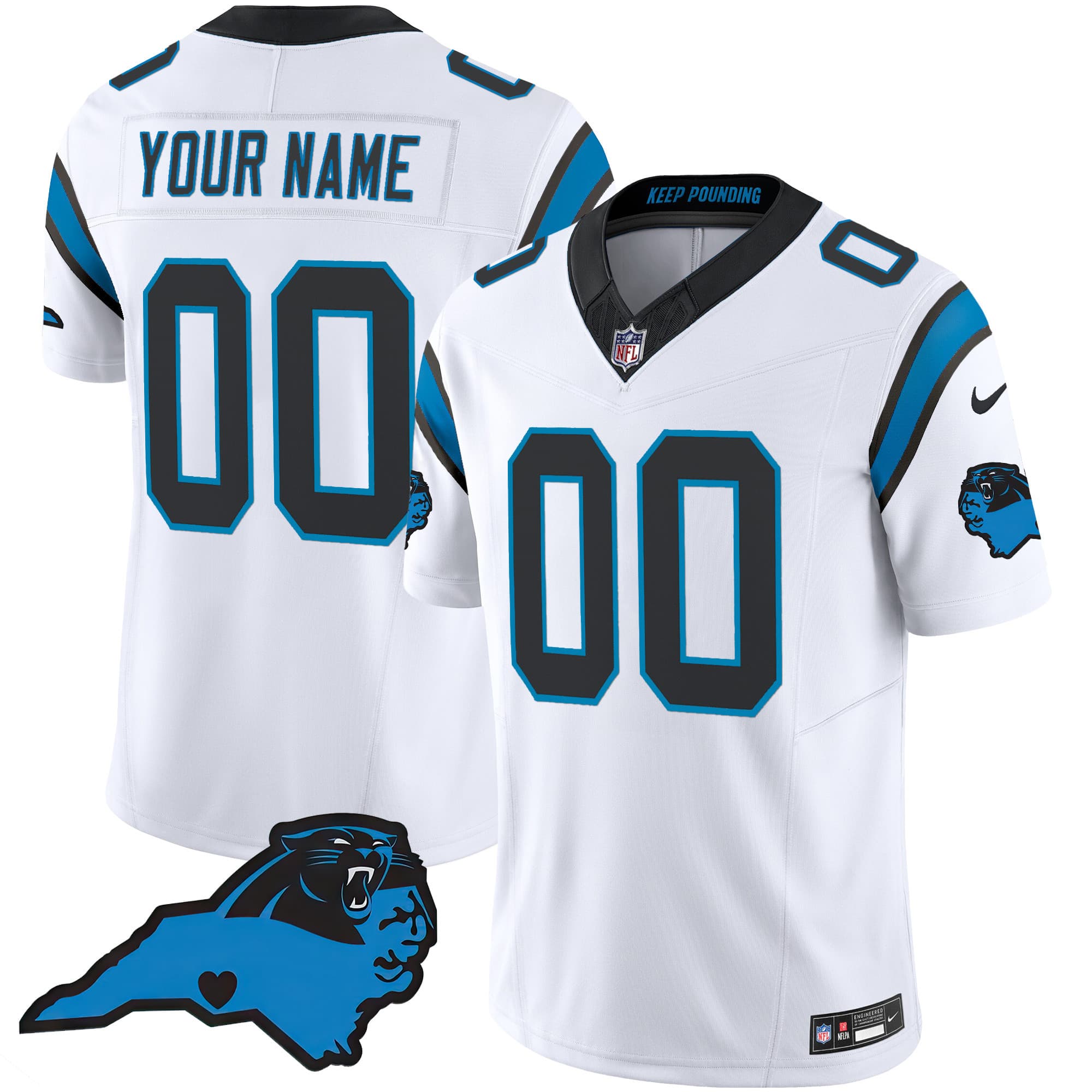 Panthers Vapor Limited Custom Jersey – Carolina Patch    – All Stitched