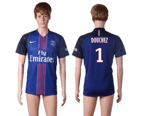 Paris Saint-Germain #1 Douchez Home Soccer Club Jersey