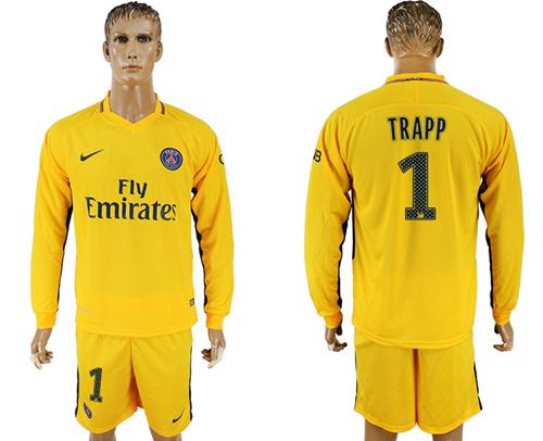 Paris Saint-Germain #1 Trapp Away Long Sleeves Soccer Club Jersey