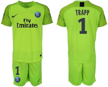Paris Saint-Germain #1 Trapp Shiny Green Goalkeeper Soccer Club Jersey