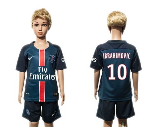 Paris Saint-Germain #10 Ibrahimovic Home Kid Soccer Club Jersey