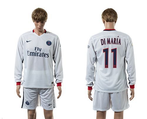 Paris Saint-Germain #11 Di Maria Away Long Sleeves Soccer Club Jersey