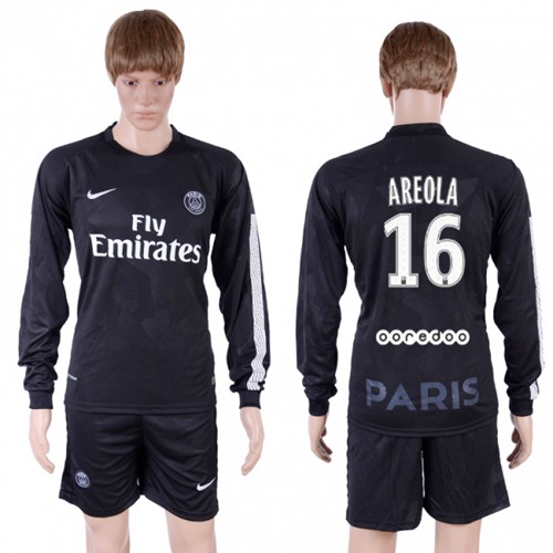 Paris Saint-Germain #16 Areola Sec Away Long Sleeves Soccer Club Jersey