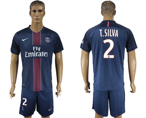 Paris Saint-Germain #2 T Silva Home Soccer Club Jersey