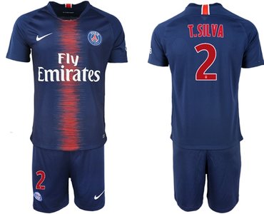 Paris Saint-Germain #2 T.Silva Home Soccer Club Jersey