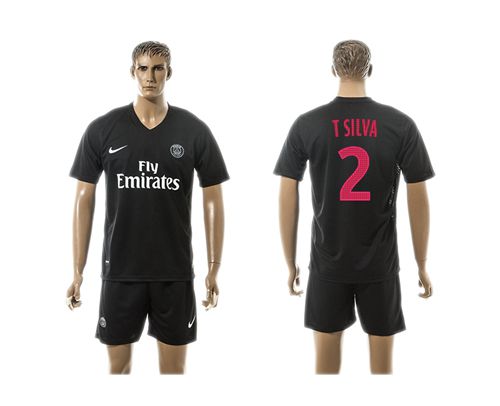 Paris Saint-Germain #2 T Silva Sec Away Soccer Club Jersey