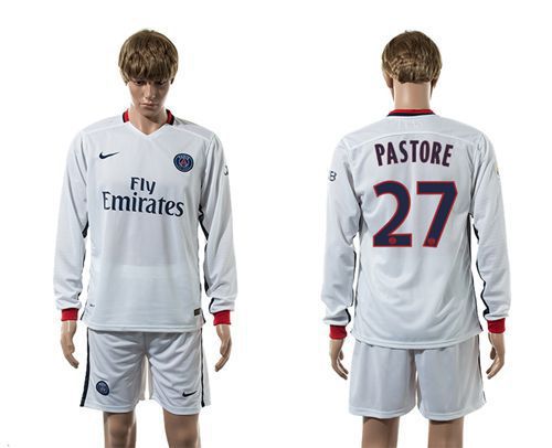 Paris Saint-Germain #27 Pastore Away Long Sleeves Soccer Club Jersey
