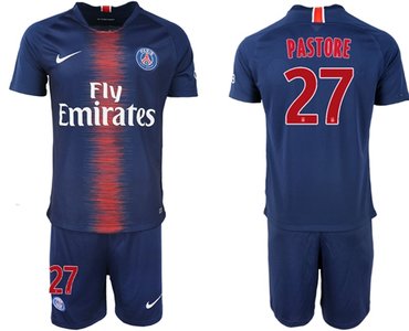 Paris Saint-Germain #27 Pastore Home Soccer Club Jersey