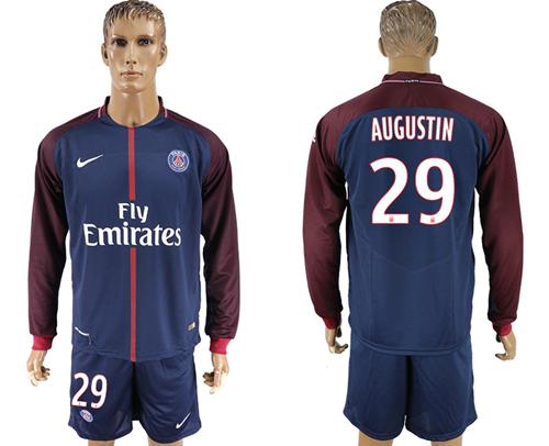Paris Saint-Germain #29 Augustin Home Long Sleeves Soccer Club Jersey