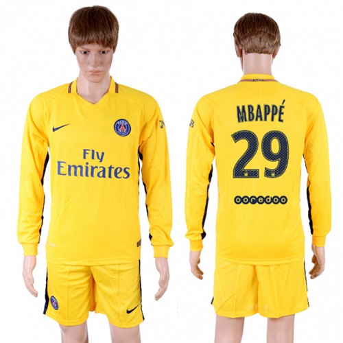 Paris Saint-Germain #29 Mbappe Away Long Sleeves Soccer Club Jersey