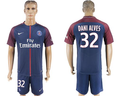 Paris Saint-Germain #32 Dani Alves Home Soccer Club Jersey