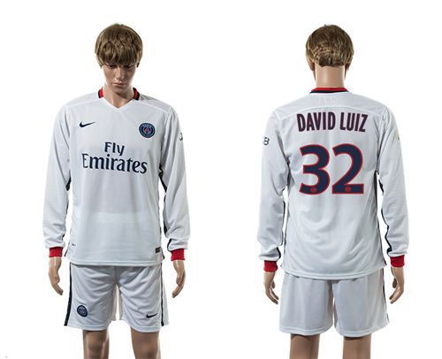 Paris Saint-Germain #32 David Luiz Away Long Sleeves Soccer Club Jersey