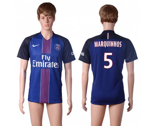 Paris Saint-Germain #5 Marquinhos Home Soccer Club Jersey