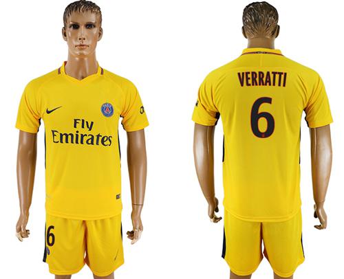 Paris Saint-Germain #6 Verratti Away Soccer Club Jersey