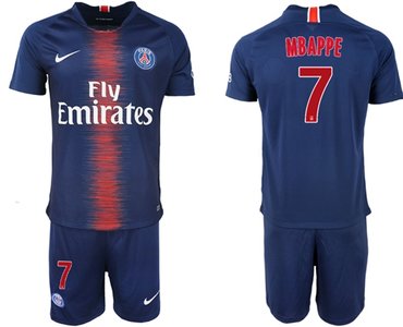 Paris Saint-Germain #7 Mbappe Home Soccer Club Jersey
