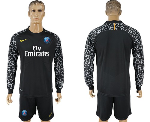 Paris Saint-Germain Blank Black Goalkeeper Long Sleeves Soccer Club Jersey