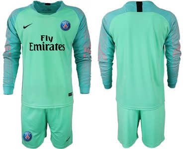 Paris Saint-Germain Blank Green Goalkeeper Long Sleeves Soccer Club Jersey