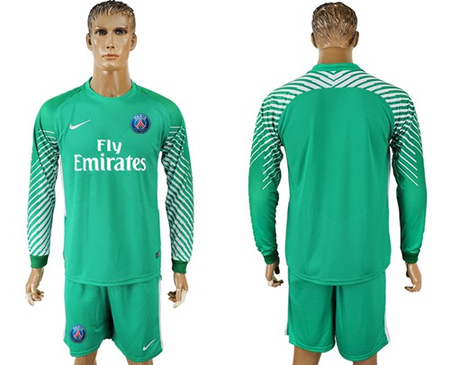 Paris Saint-Germain Blank Green Goalkeeper Long Sleeves Soccer Club Jersey