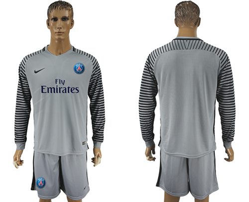 Paris Saint-Germain Blank Grey Goalkeeper Long Sleeves Soccer Club Jersey