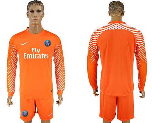 Paris Saint-Germain Blank Orange Goalkeeper Long Sleeves Soccer Club Jersey