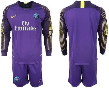 Paris Saint-Germain Blank Purple Goalkeeper Long Sleeves Soccer Club Jersey