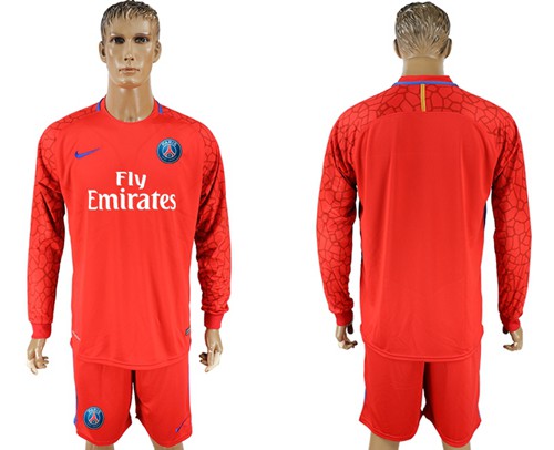Paris Saint-Germain Blank Red Goalkeeper Long Sleeves Soccer Club Jersey