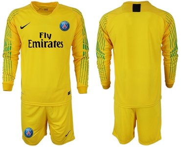 Paris Saint-Germain Blank Yellow Goalkeeper Long Sleeves Soccer Club Jersey