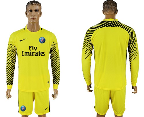 Paris Saint-Germain Blank Yellow Goalkeeper Long Sleeves Soccer Club Jersey