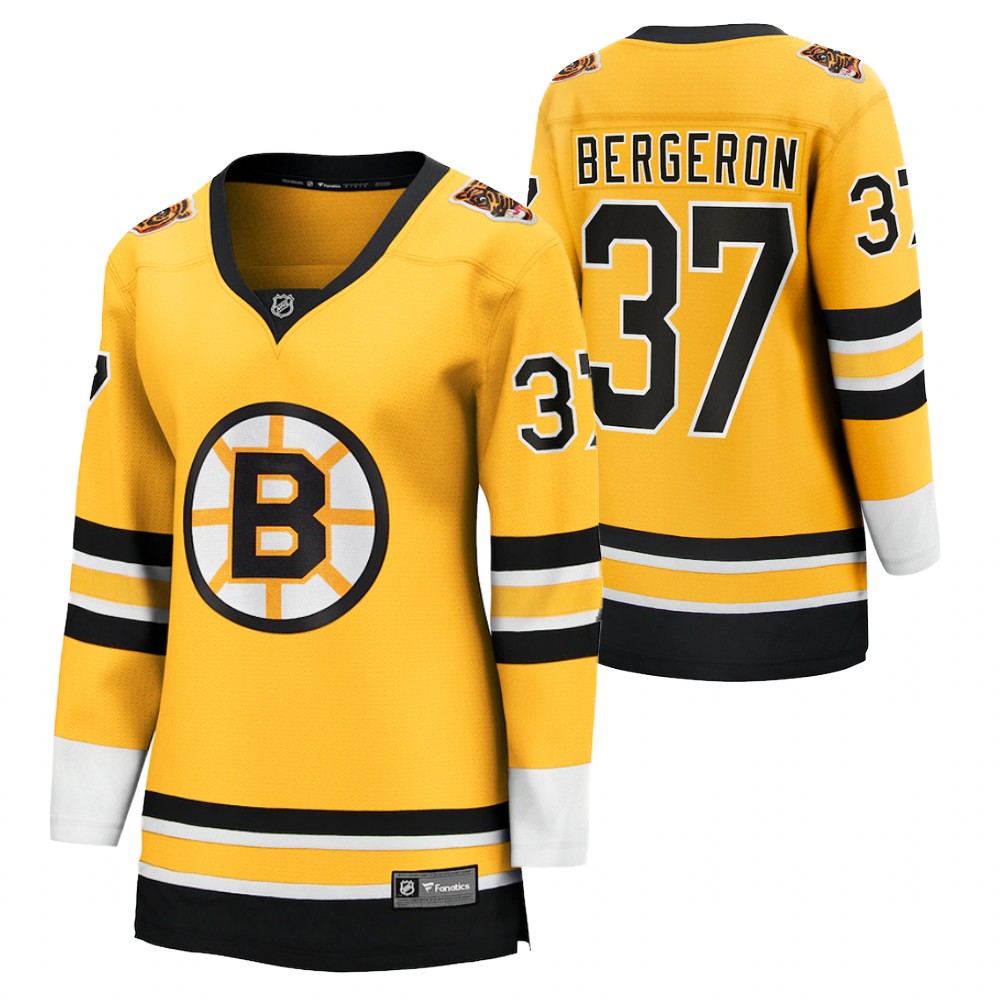 Patrice Bergeron Boston Bruins 2021 Special Edition Gold Women Jersey Retro Stitched